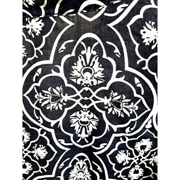 Carole Little Woman 1X Linen Button Up V-Neck Mandarin Collar 3/4 Sleeve Top - Picture 7 of 9